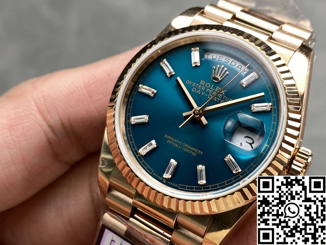 Rolex Day Date 36mm M128235-0085 QF Factory v5 Tungsten Steel Rose Gold Blue Dial