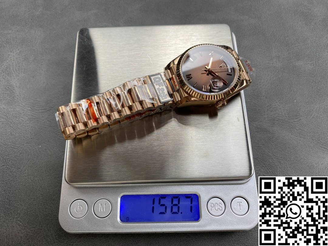 Rolex Day Date 36mm M128235 QF Factory v5 Tungsten Steel Rose Gold Chocalate Dial