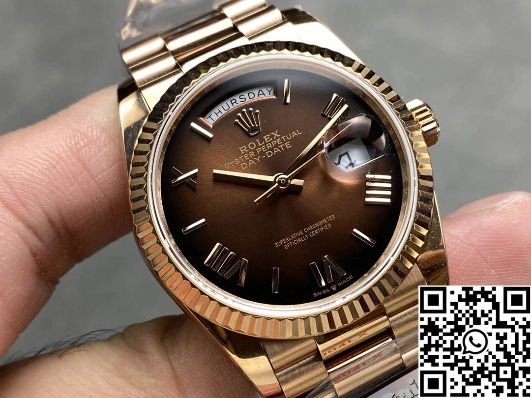 Rolex Day Date 36mm M128235 QF Factory v5 Tungsten Steel Rose Gold Chocalate Dial