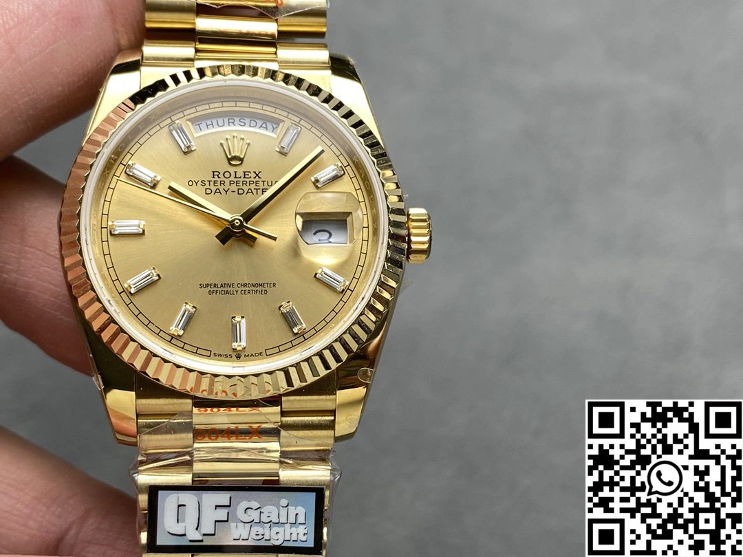 Rolex Day Date 36mm M128238-0045 QF Factory v5 Tungsten Steel Yellow Gold Gold Dial