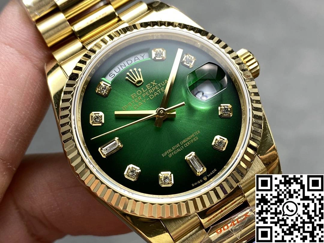 Rolex Day Date 36mm M128238-0069 QF Factory v5 Tungsten Steel Yellow Gold Green Dial