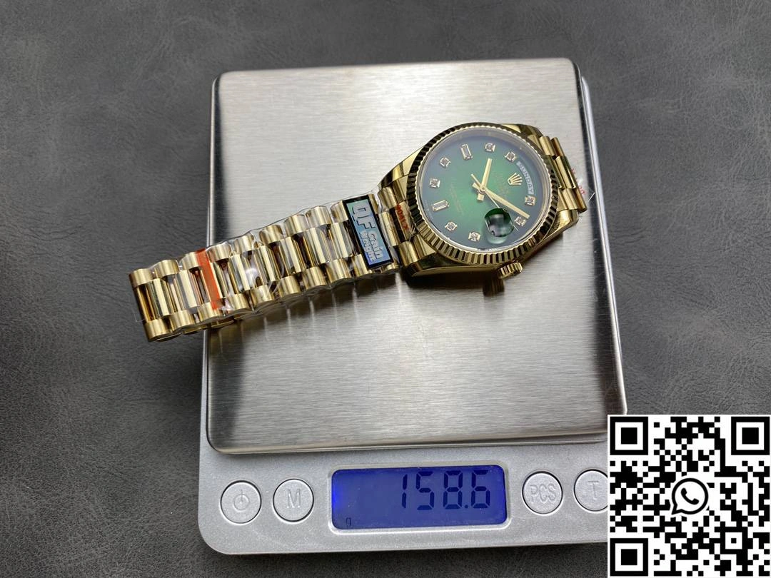 Rolex Day Date 36mm M128238-0069 QF Factory v5 Tungsten Steel Yellow Gold Green Dial