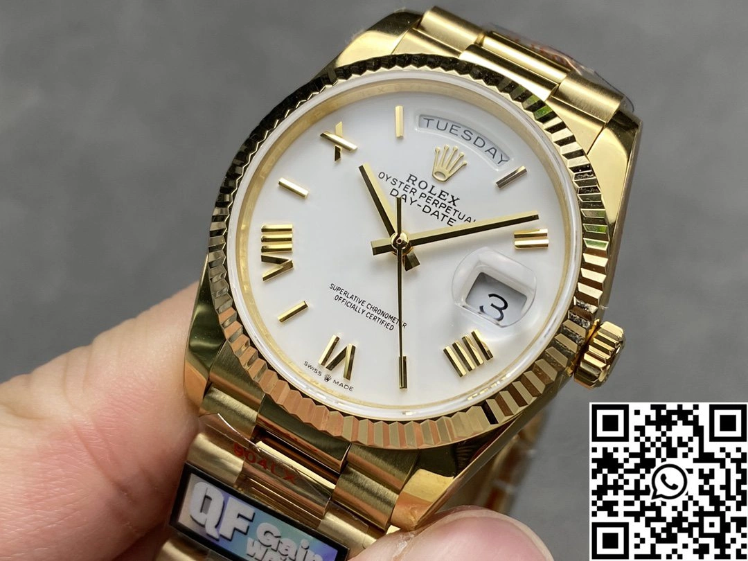 Rolex Day Date 36mm M128238-0113 QF Factory v5 Tungsten Steel Yellow Gold White Dial