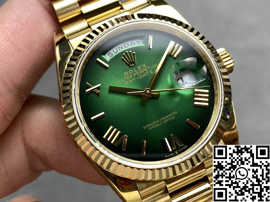 Rolex Day Date 36mm M128238-0118 QF Factory v5 Tungsten Steel Yellow Gold Green Dial
