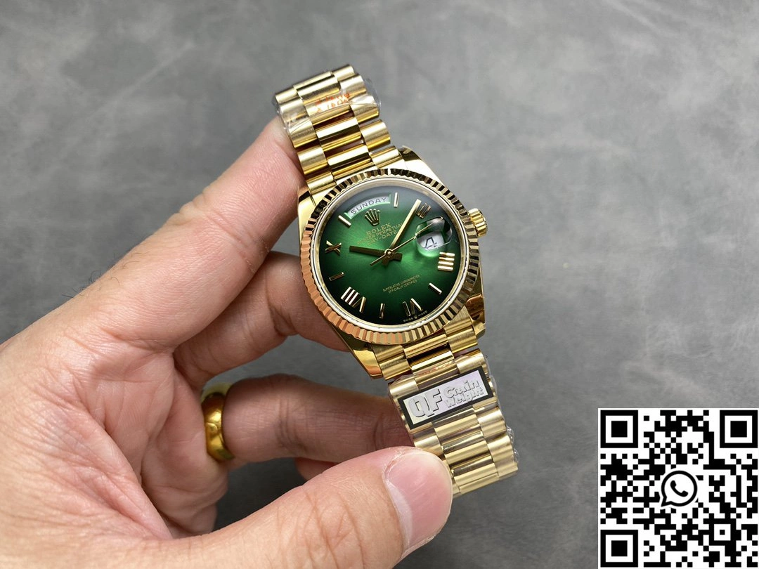 Rolex Day Date 36mm M128238-0118 QF Factory v5 Tungsten Steel Yellow Gold Green Dial