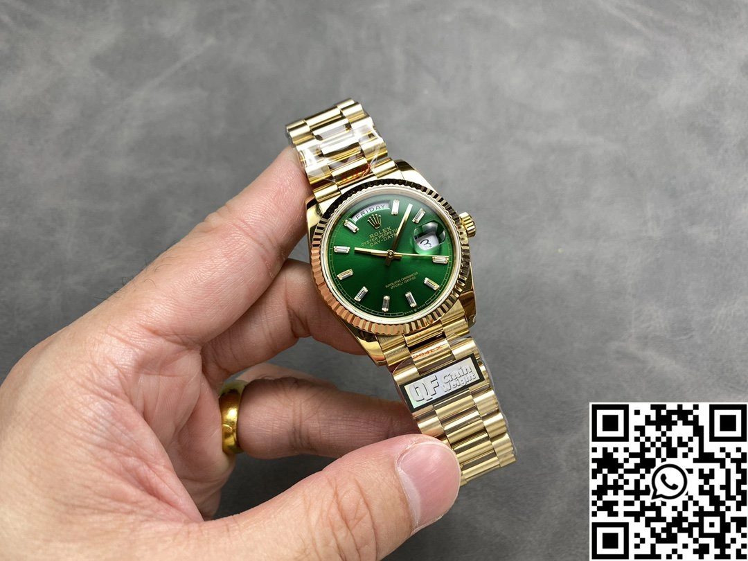 Rolex Day Date 36mm M128238-0130 QF Factory v5 Tungsten Steel Yellow Gold Green Dial