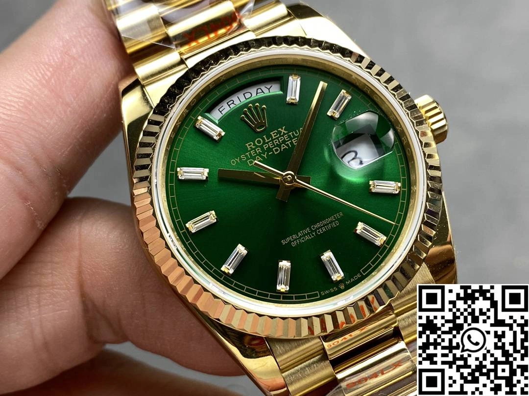 Rolex Day Date 36mm M128238-0130 QF Factory v5 Tungsten Steel Yellow Gold Green Dial