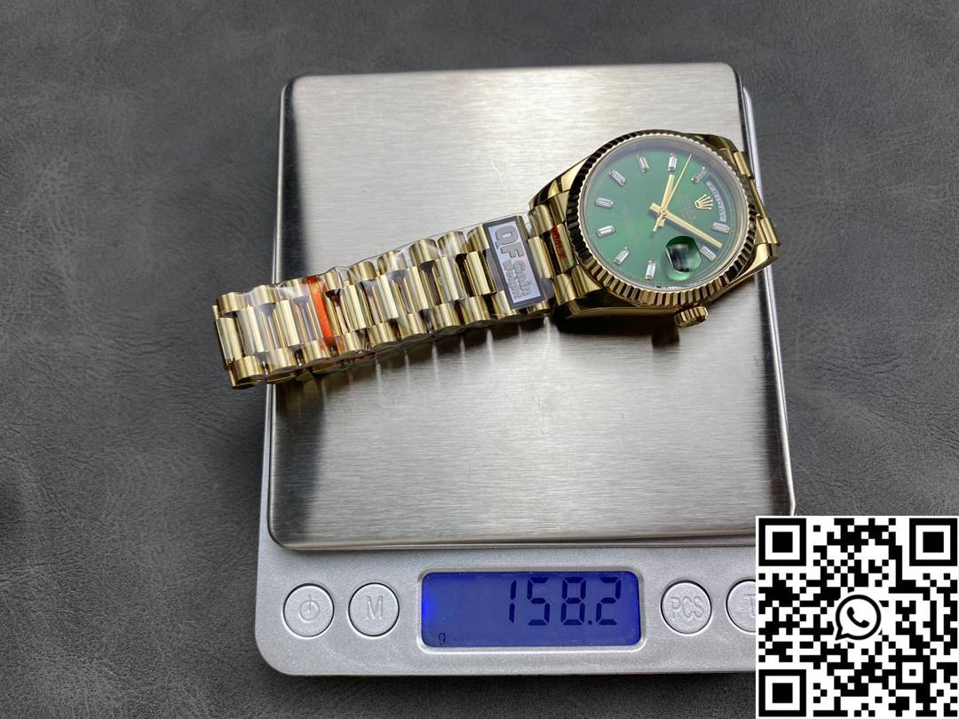 Rolex Day Date 36mm M128238-0130 QF Factory v5 Tungsten Steel Yellow Gold Green Dial