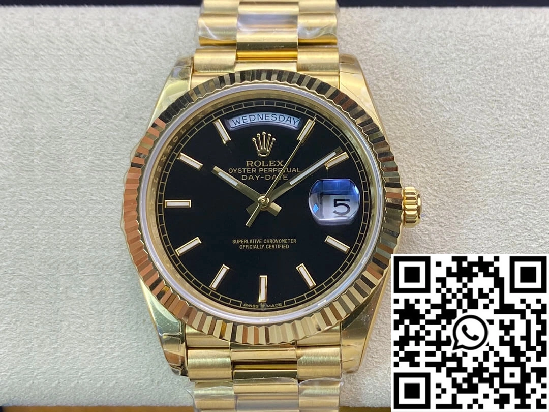 Rolex Day Date 40MM EW Factory Yellow Gold Black Dial