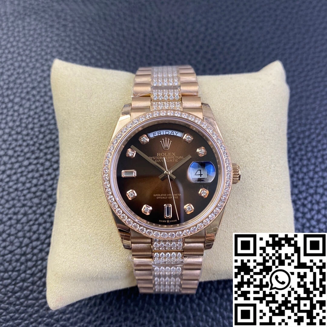 Rolex Day Date M128345rbr-0041 EW Factory Diamond Strap