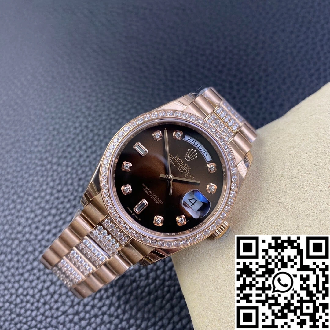 Rolex Day Date M128345rbr-0041 EW Factory Diamond Strap