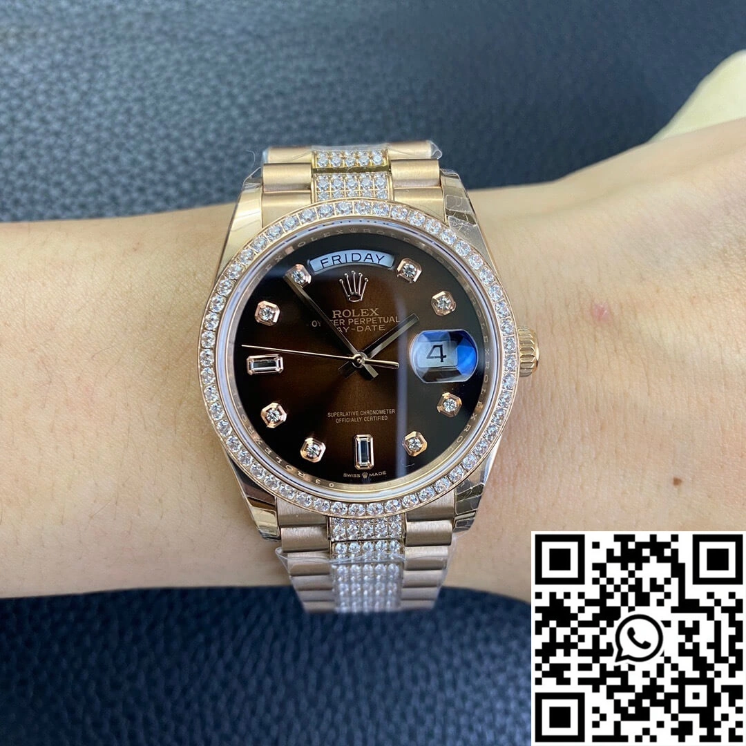 Rolex Day Date M128345rbr-0041 EW Factory Diamond Strap