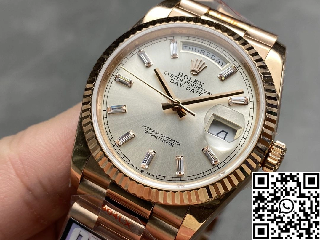 Rolex Day Date M228235-0004 QF Factory v5 Tungsten Steel Rose Gold Silver Dial