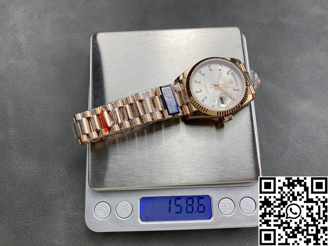 Rolex Day Date M228235-0004 QF Factory v5 Tungsten Steel Rose Gold Silver Dial