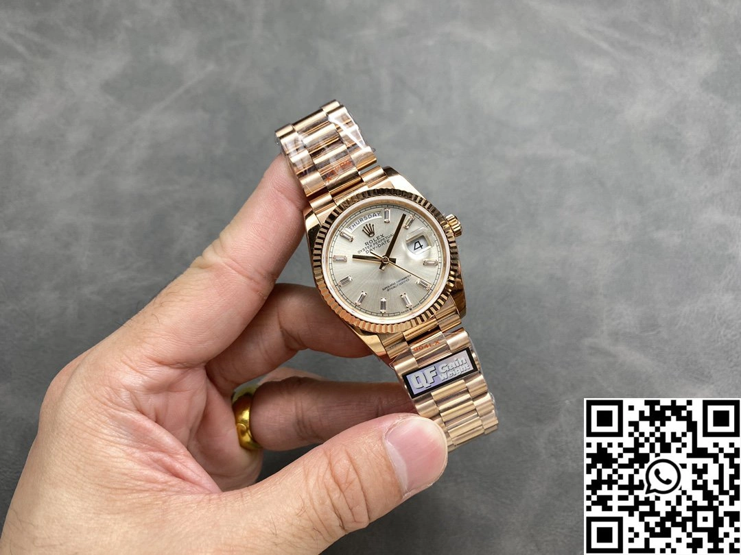 Rolex Day Date M228235-0004 QF Factory v5 Tungsten Steel Rose Gold Silver Dial