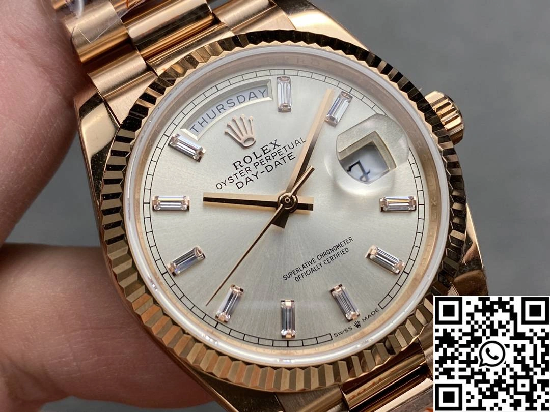 Rolex Day Date M228235-0004 QF Factory v5 Tungsten Steel Rose Gold Silver Dial