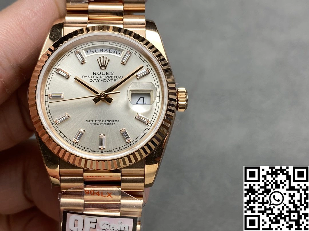 Rolex Day Date M228235-0004 QF Factory v5 Tungsten Steel Rose Gold Silver Dial