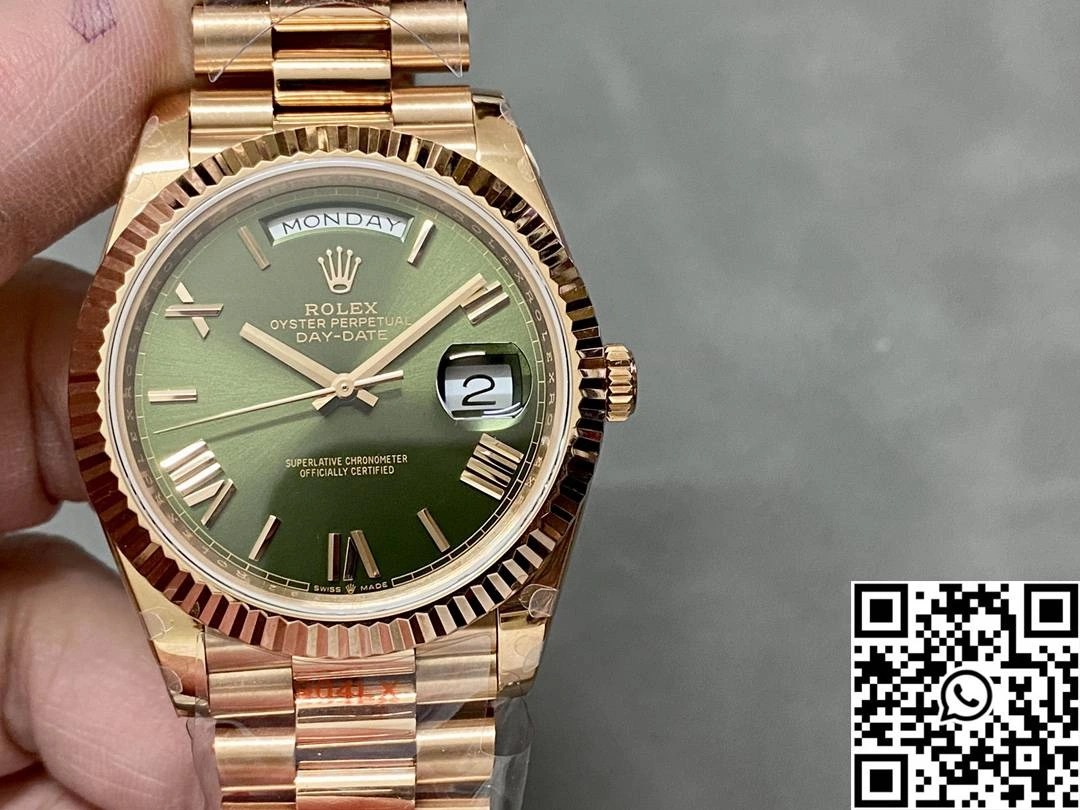 Rolex Day Date M228235-0025 QF Factory v5 Tungsten Steel Rose Gold Green Dial