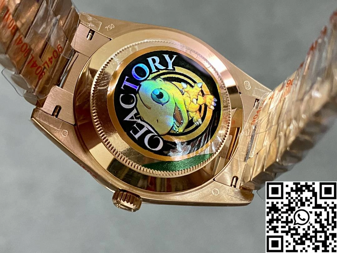 Rolex Day Date M228235-0045 QF Factory v5 Tungsten Steel Rose Gold Black Dial Diamond Hourmarker