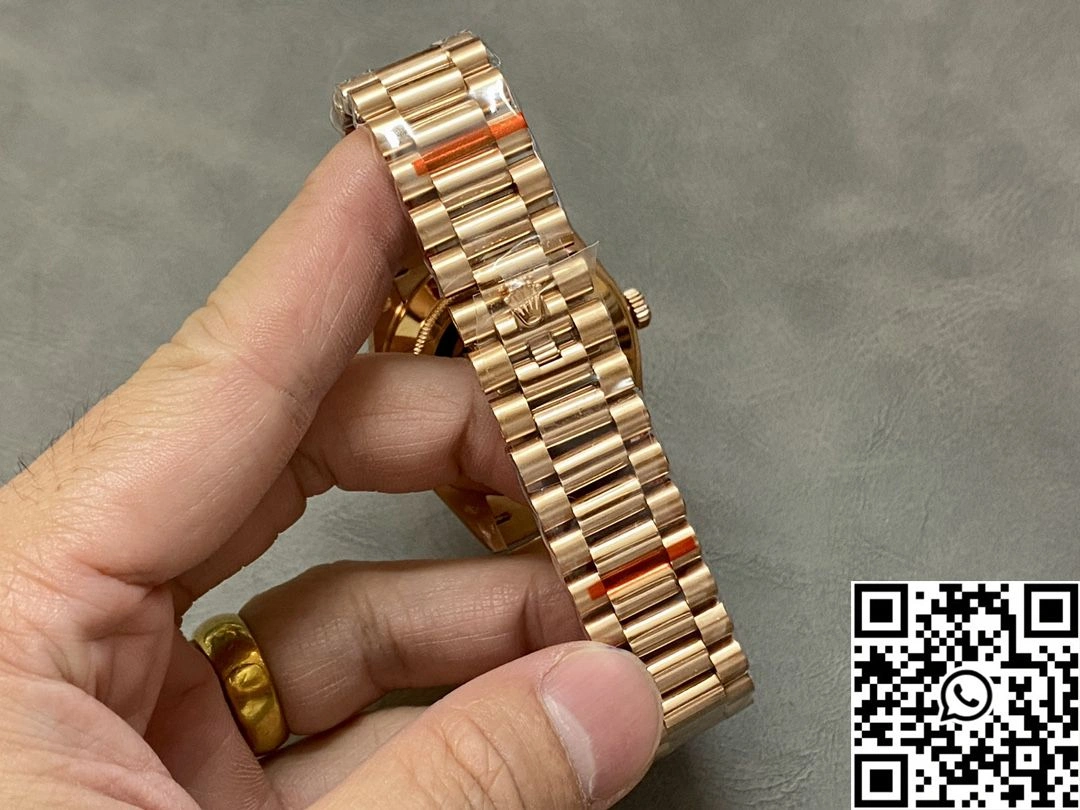 Rolex Day Date M228235-0045 QF Factory v5 Tungsten Steel Rose Gold Black Dial Diamond Hourmarker