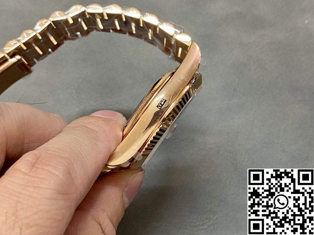 Rolex Day Date M228235-0045 QF Factory v5 Tungsten Steel Rose Gold Black Dial Diamond Hourmarker