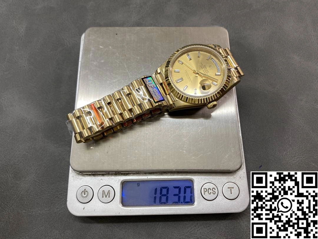 Rolex Day Date M228238-0005 QF Factory v5 Tungsten Steel Gold Dial Diamond Hourmarker