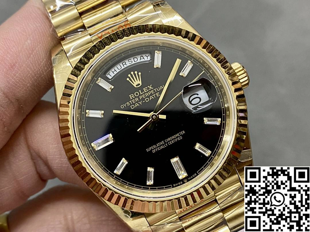 Rolex Day Date M228238-0059 QF Factory v5 Tungsten Steel Black Dial Diamond Hourmarker