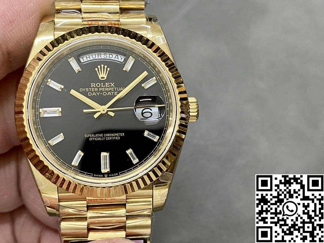 Rolex Day Date M228238-0059 QF Factory v5 Tungsten Steel Black Dial Diamond Hourmarker