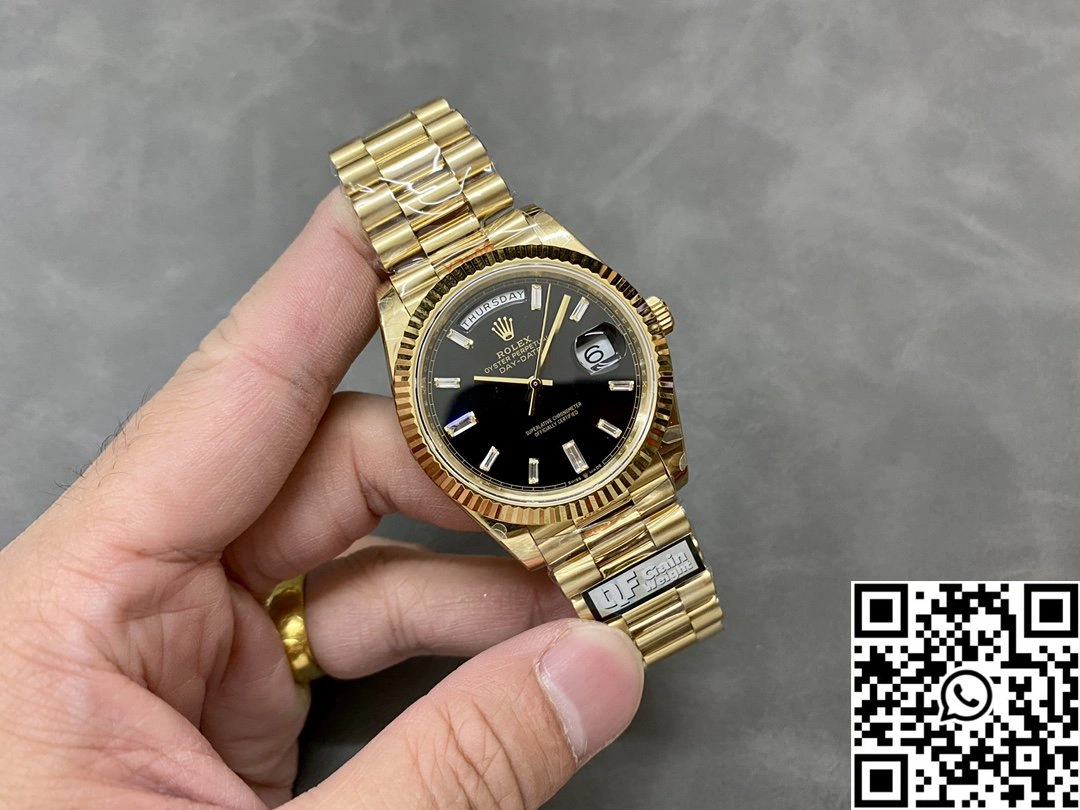 Rolex Day Date M228238-0059 QF Factory v5 Tungsten Steel Black Dial Diamond Hourmarker