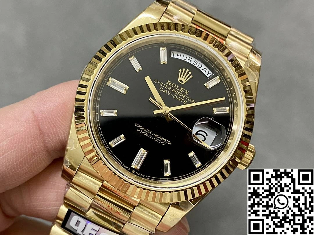 Rolex Day Date M228238-0059 QF Factory v5 Tungsten Steel Black Dial Diamond Hourmarker