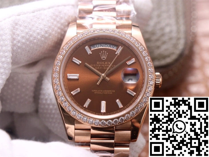 Rolex Day-Date M228345RBR-0006 EW Factory Diamond Chocolate Color Dial