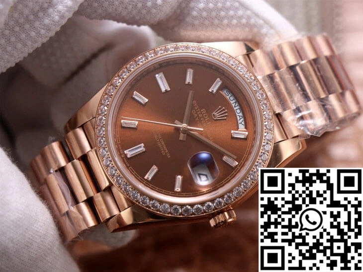 Rolex Day-Date M228345RBR-0006 EW Factory Diamond Chocolate Color Dial