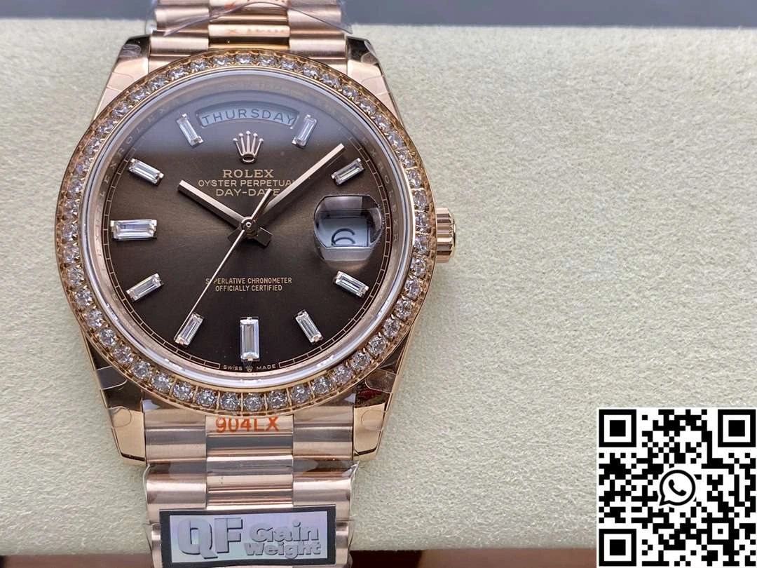 Rolex Day Date M228345rbr-0006 QF Factory v5 Tungsten Steel Chocalate Dial