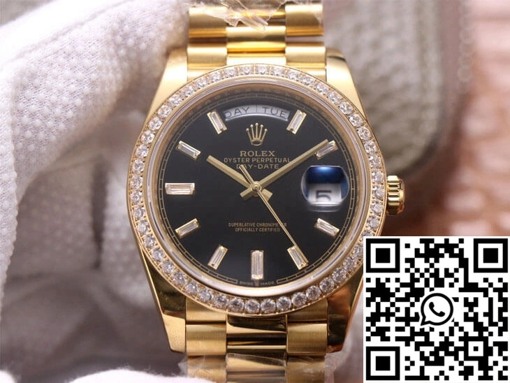 Rolex Day-Date M228348RBR-0001 EW Factory Yellow Gold Black Dial