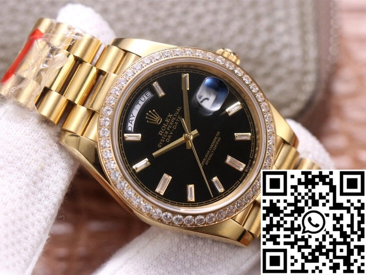 Rolex Day-Date M228348RBR-0001 EW Factory Yellow Gold Black Dial