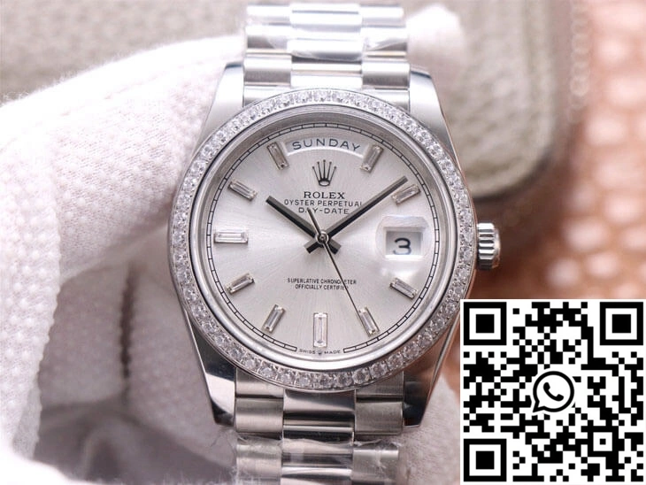 Rolex Day-Date M228349RBR-0001 EW Factory Diamond Silver Dial