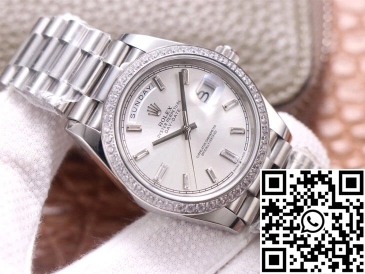Rolex Day-Date M228349RBR-0001 EW Factory Diamond Silver Dial