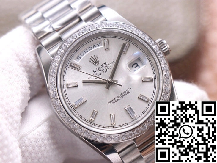 Rolex Day-Date M228349RBR-0001 EW Factory Diamond Silver Dial