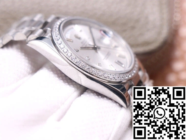 Rolex Day-Date M228349RBR-0001 EW Factory Diamond Silver Dial