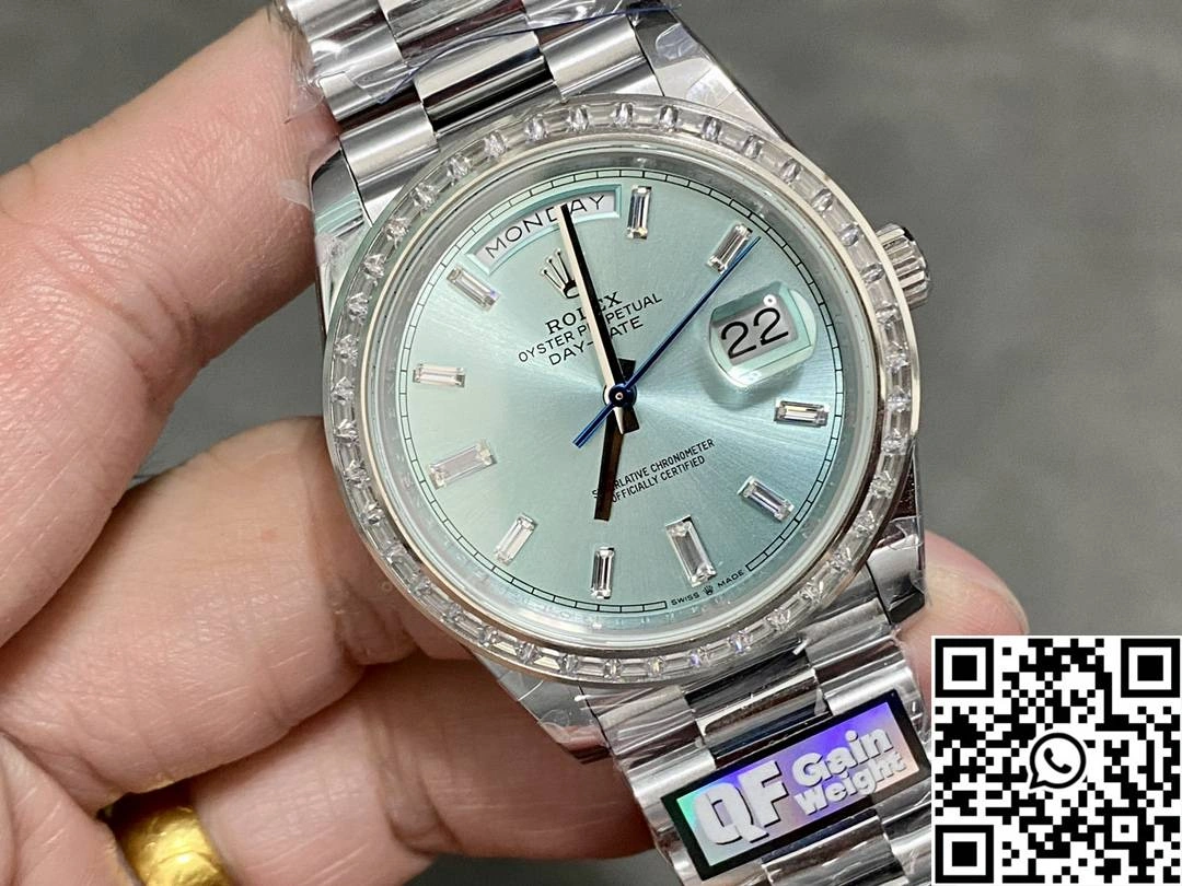 Rolex Day Date M228396tbr-0002 QF Factory v5 Tungsten Steel Blue Dial Diamond Bezel