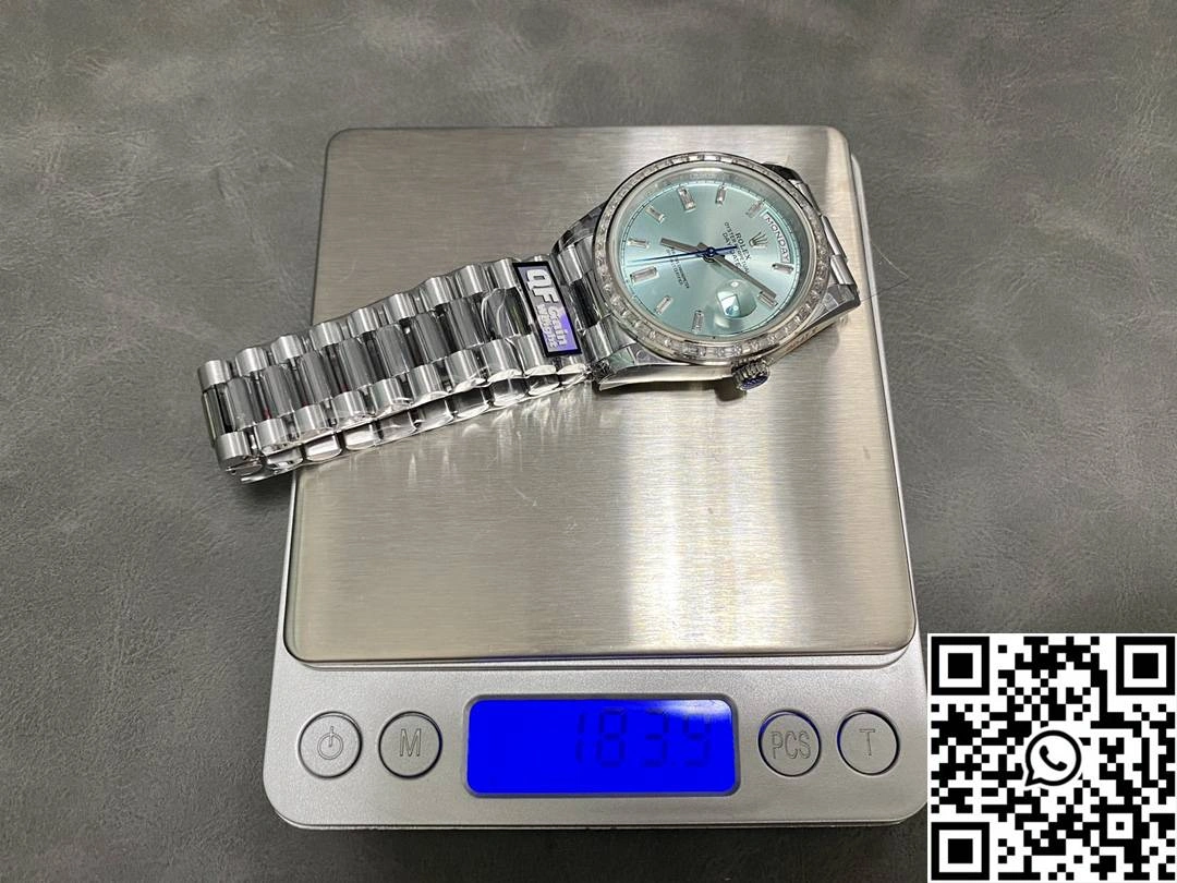 Rolex Day Date M228396tbr-0002 QF Factory v5 Tungsten Steel Blue Dial Diamond Bezel