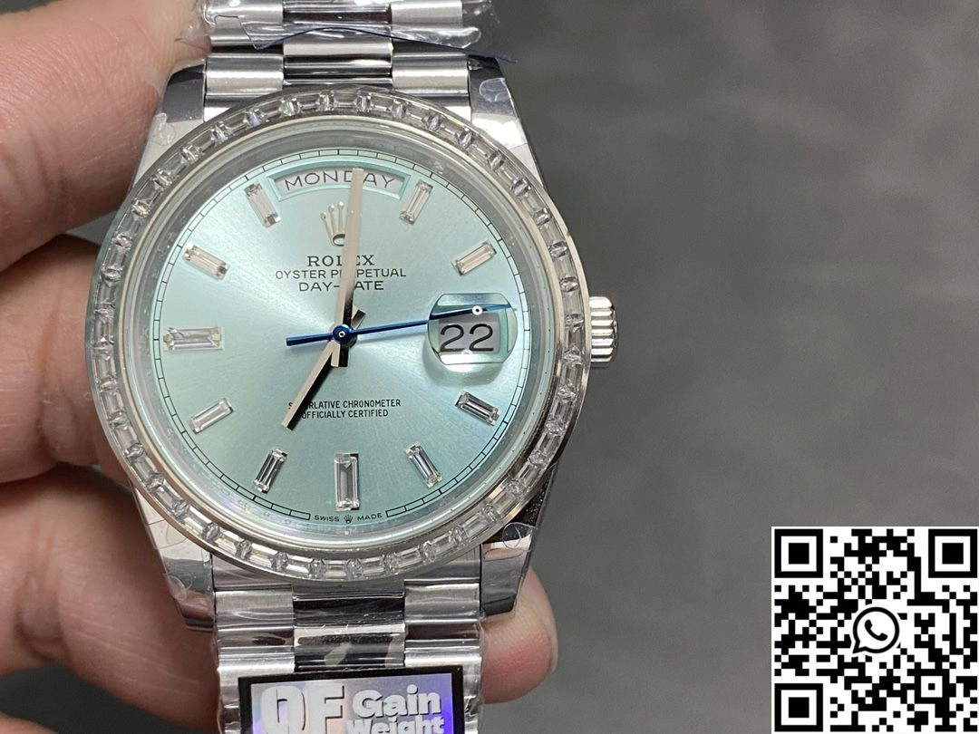 Rolex Day Date M228396tbr-0002 QF Factory v5 Tungsten Steel Blue Dial Diamond Bezel