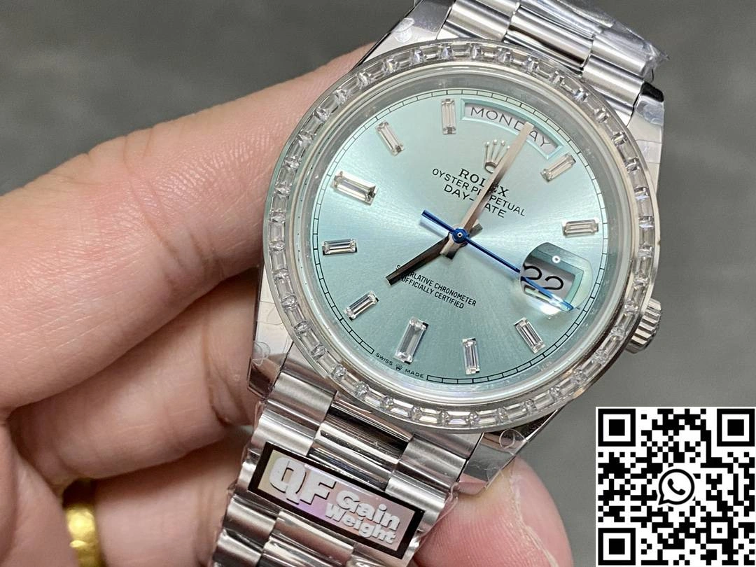 Rolex Day Date M228396tbr-0002 QF Factory v5 Tungsten Steel Blue Dial Diamond Bezel