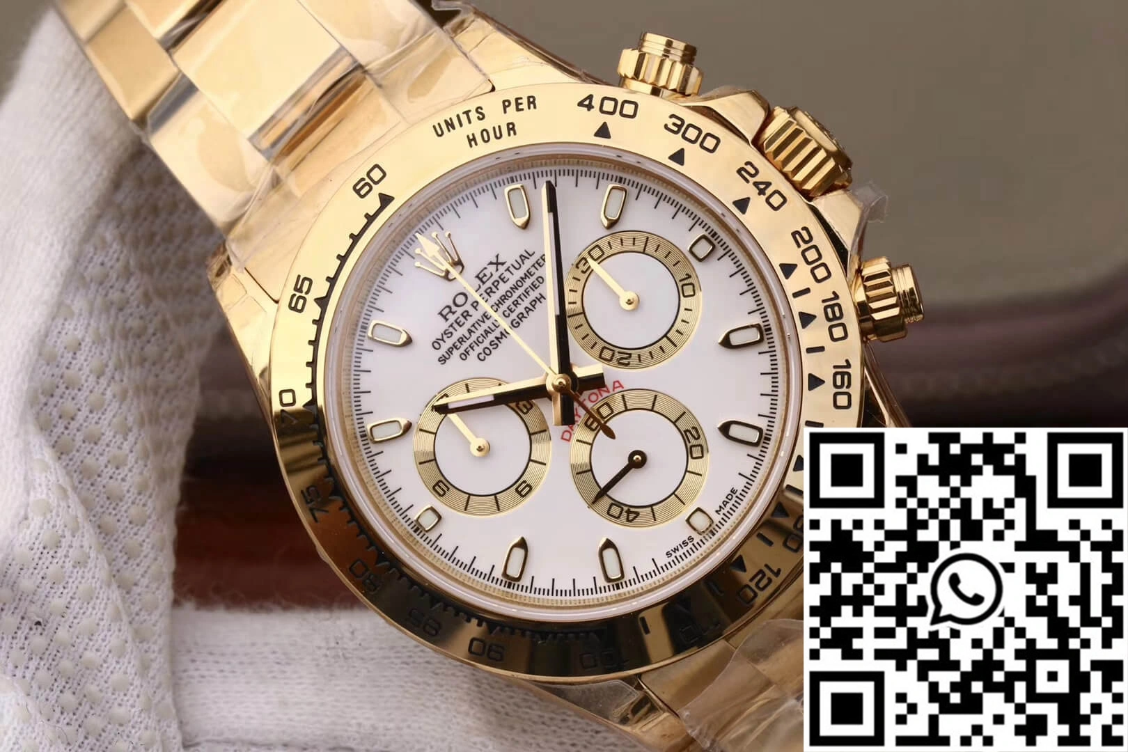 Rolex Daytona Cosmograph M116508-0001 JH Factory Yellow Gold White Dial