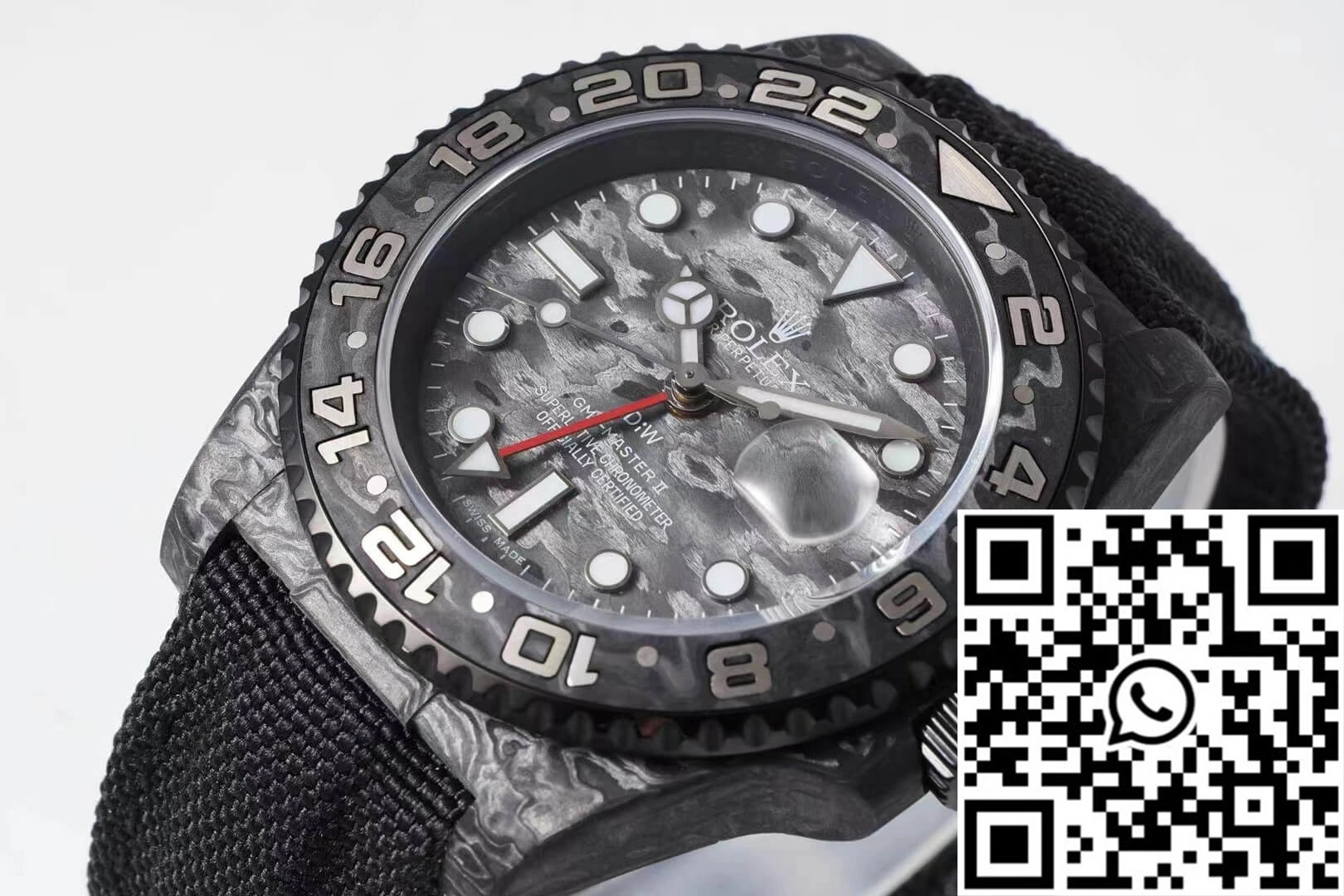 Rolex GMT-MASTER II Diw Carbon Fiber Black Fabric Strap