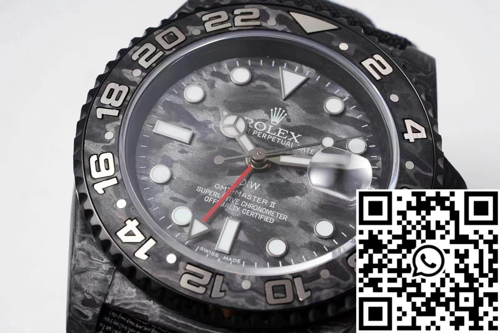 Rolex GMT-MASTER II Diw Carbon Fiber Black Fabric Strap