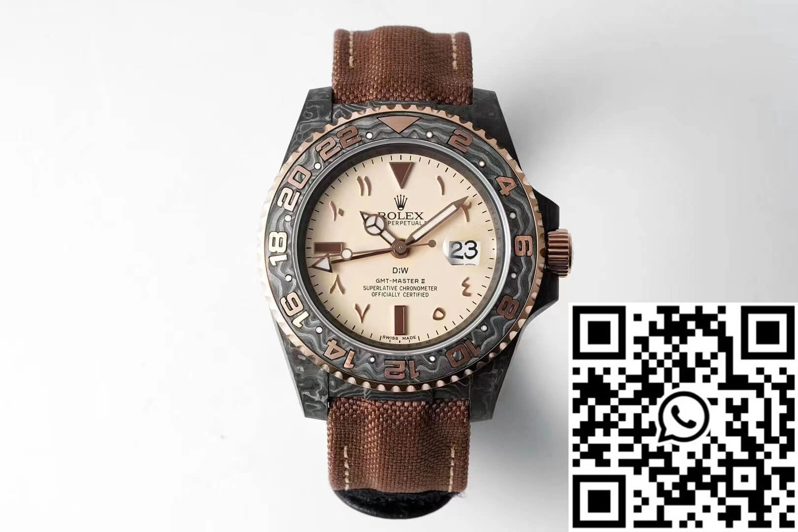 Rolex GMT-MASTER II Diw Carbon Fiber Brown Fabric Strap