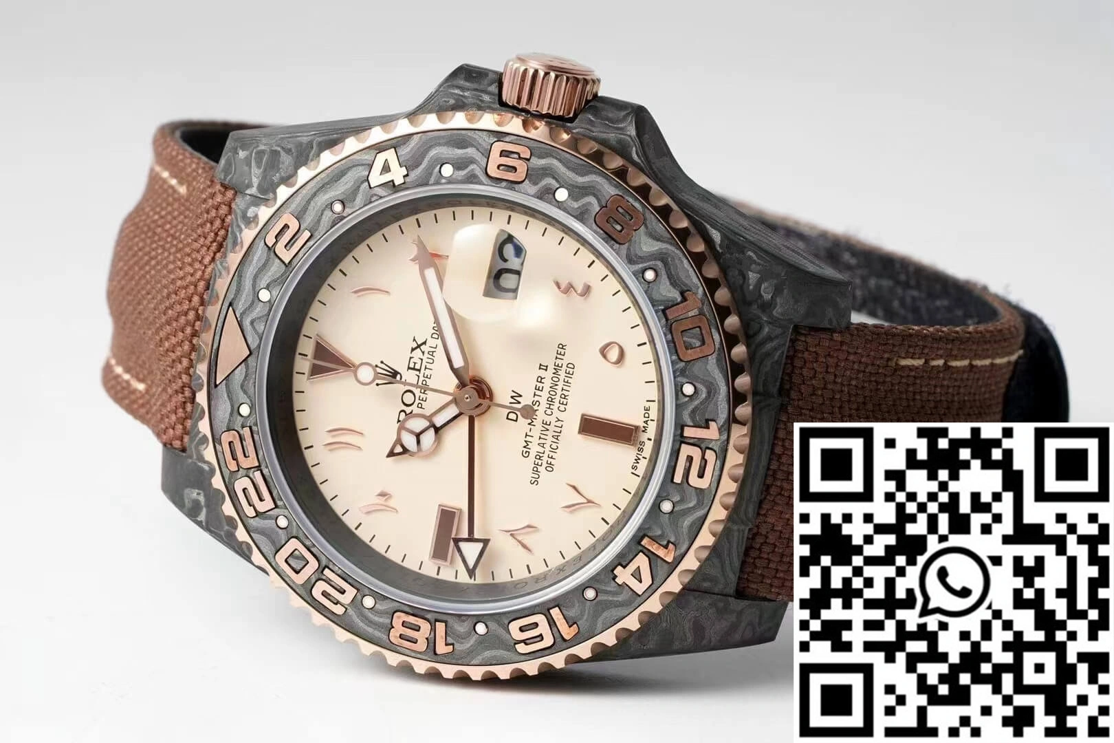 Rolex GMT-MASTER II Diw Carbon Fiber Brown Fabric Strap