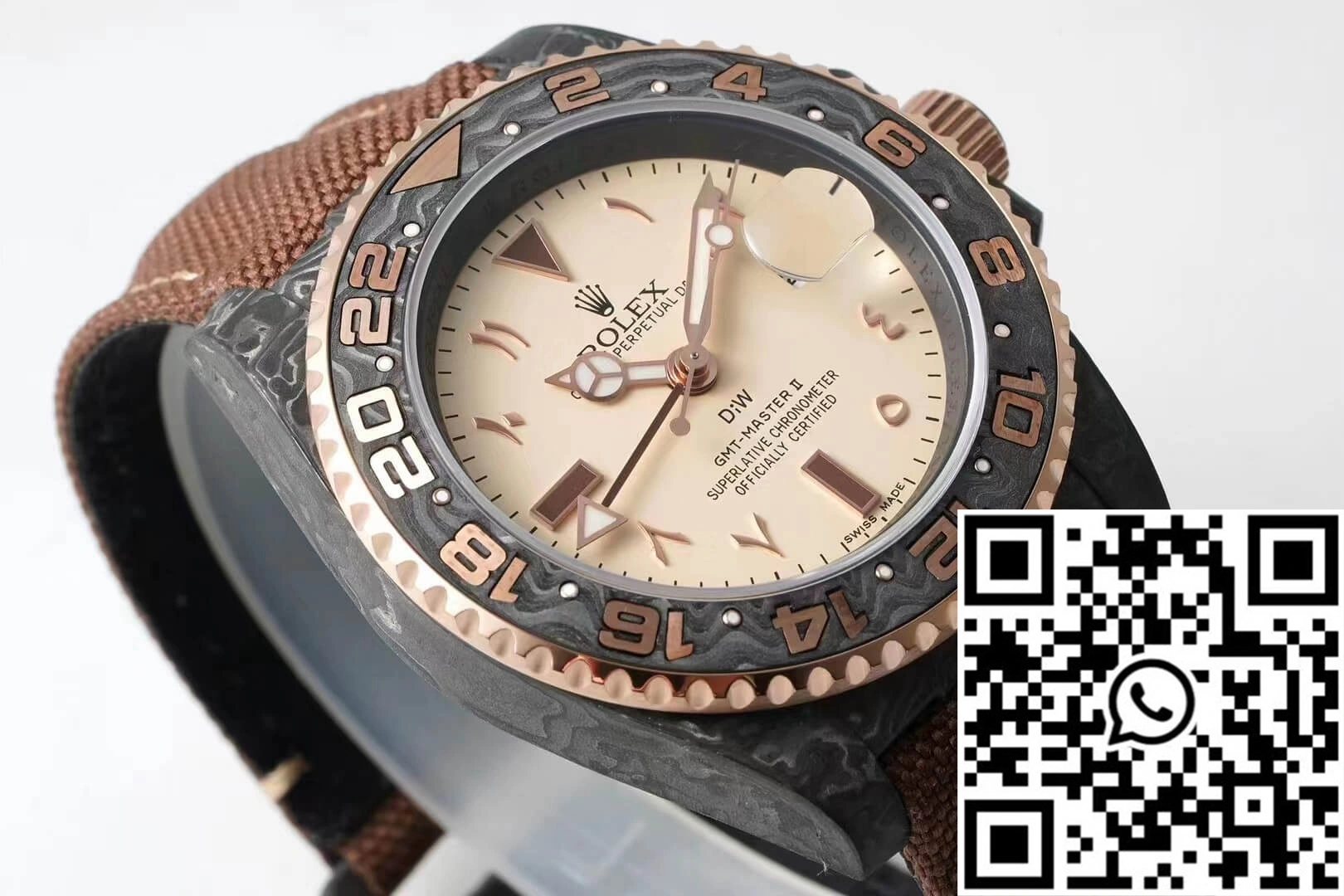 Rolex GMT-MASTER II Diw Carbon Fiber Brown Fabric Strap