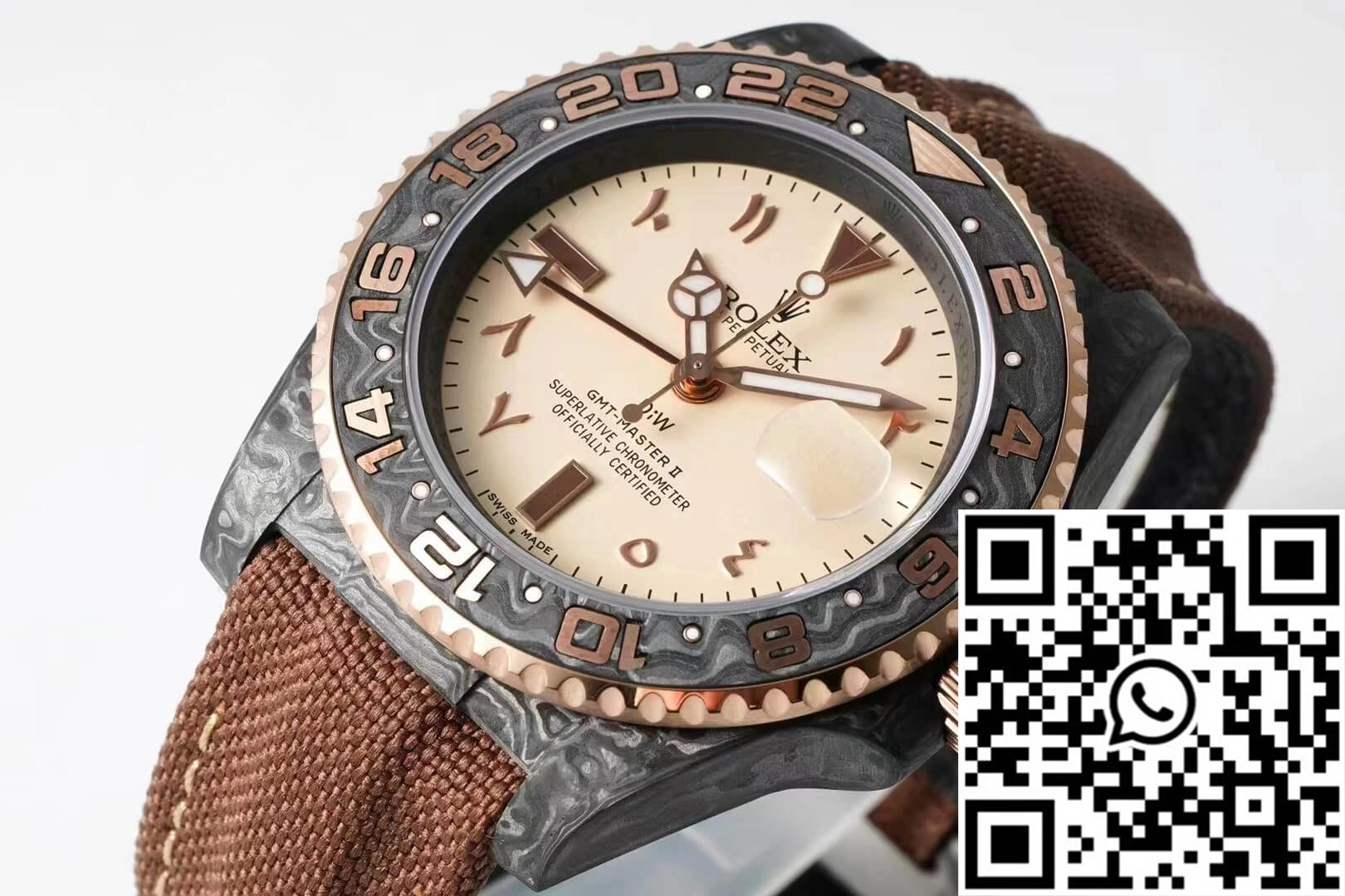 Rolex GMT-MASTER II Diw Carbon Fiber Brown Fabric Strap